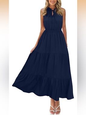 Navy Sleeveless Maxi Dress - Large
